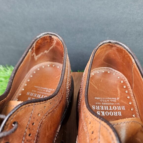 Brooks Brothers Walnut Brown Leather Medallion Cap Toe Men Size 7.5 D Lace Up main image 6